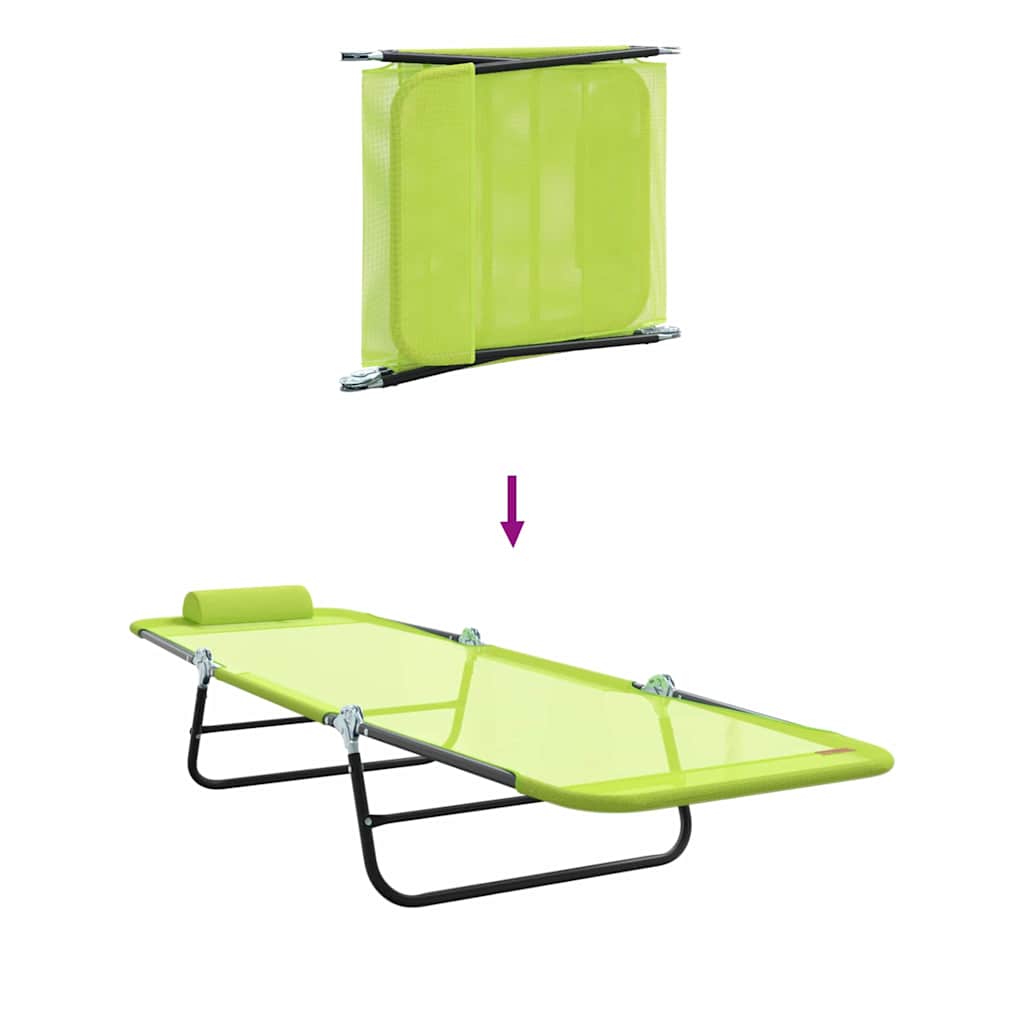 Folding Sun Lounger 2 pcs Green 182 x 55 x 85.5cm Textilene