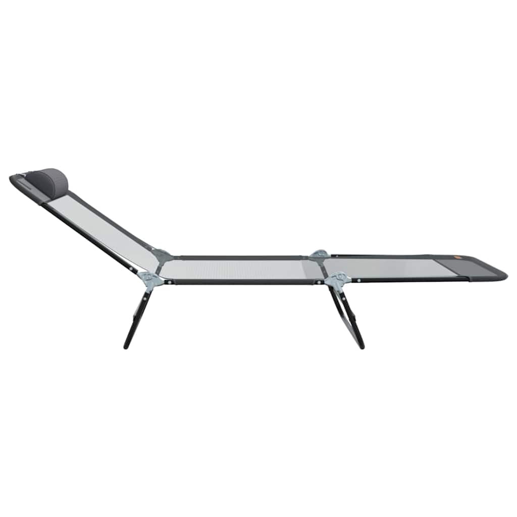 Folding Sun Lounger 2 pcs Grey 182 x 55 x 85.5cm Textilene