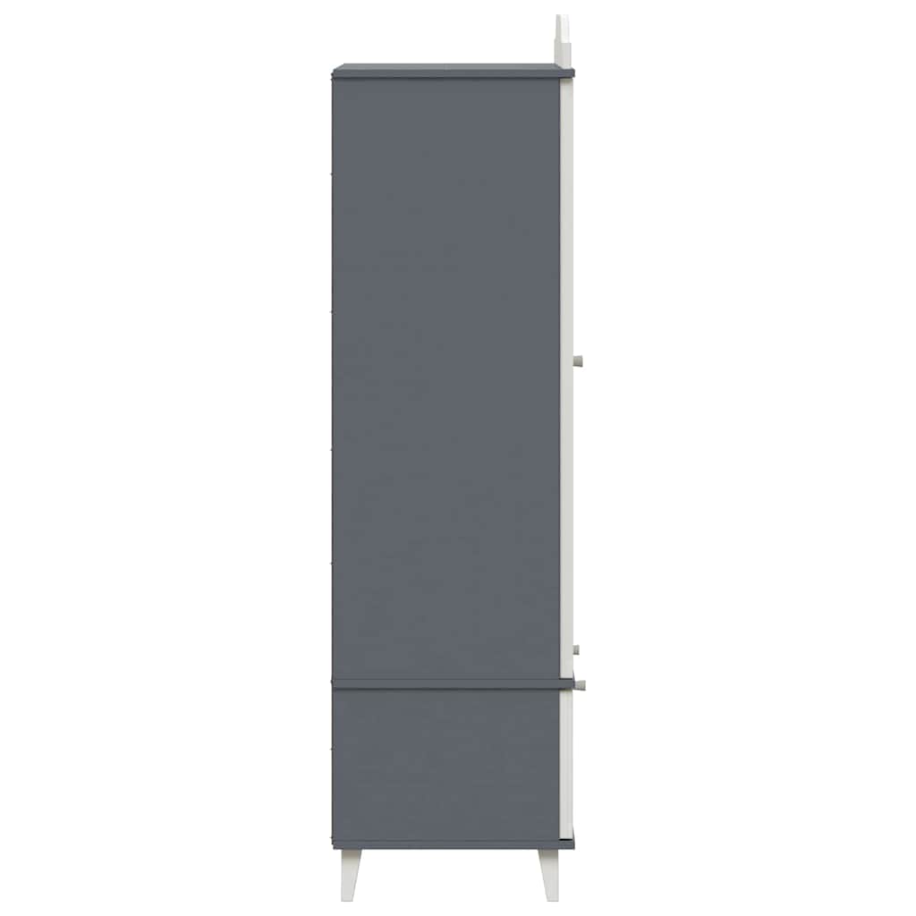 Chalkboard Wardrobe with Drawer Grey and white Engineered wood