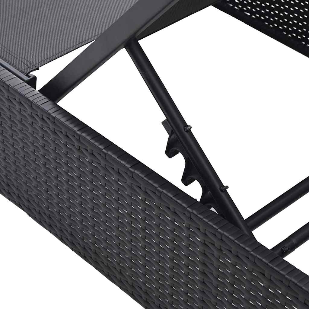 Sun Lounger Reclining Black 60 x 200 x 27cm Poly Rattan