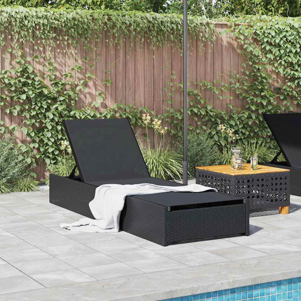 Sun Lounger Reclining Black 60 x 200 x 27cm Poly Rattan