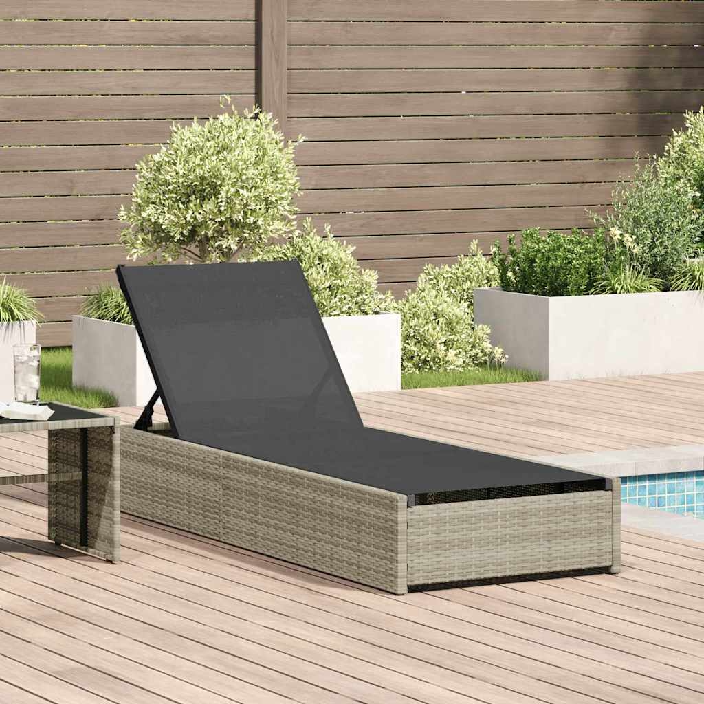 Sun Lounger Reclining Beige 60 x 200 x 27cm Poly Rattan