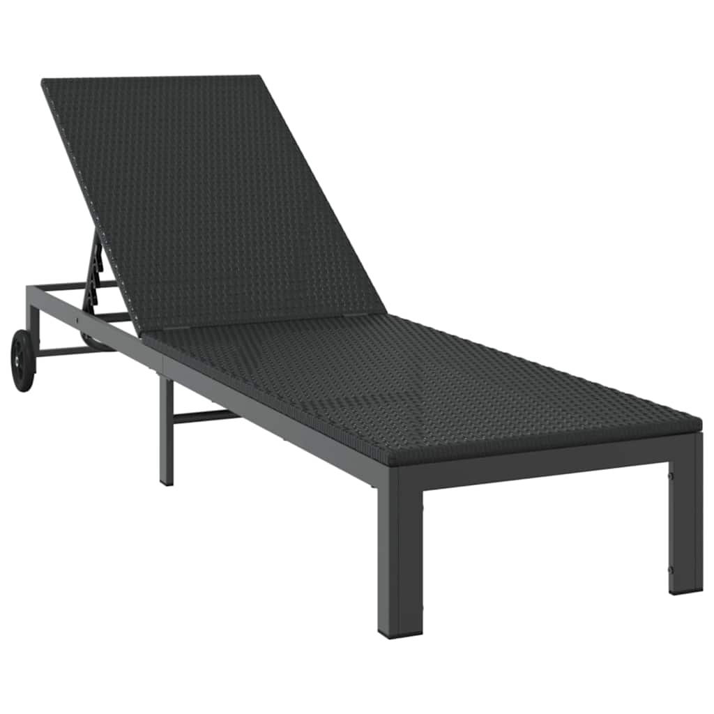 Sunbed with Cushion 3 pcs Black 40 x 39 x 40.5cm Poly Rattan