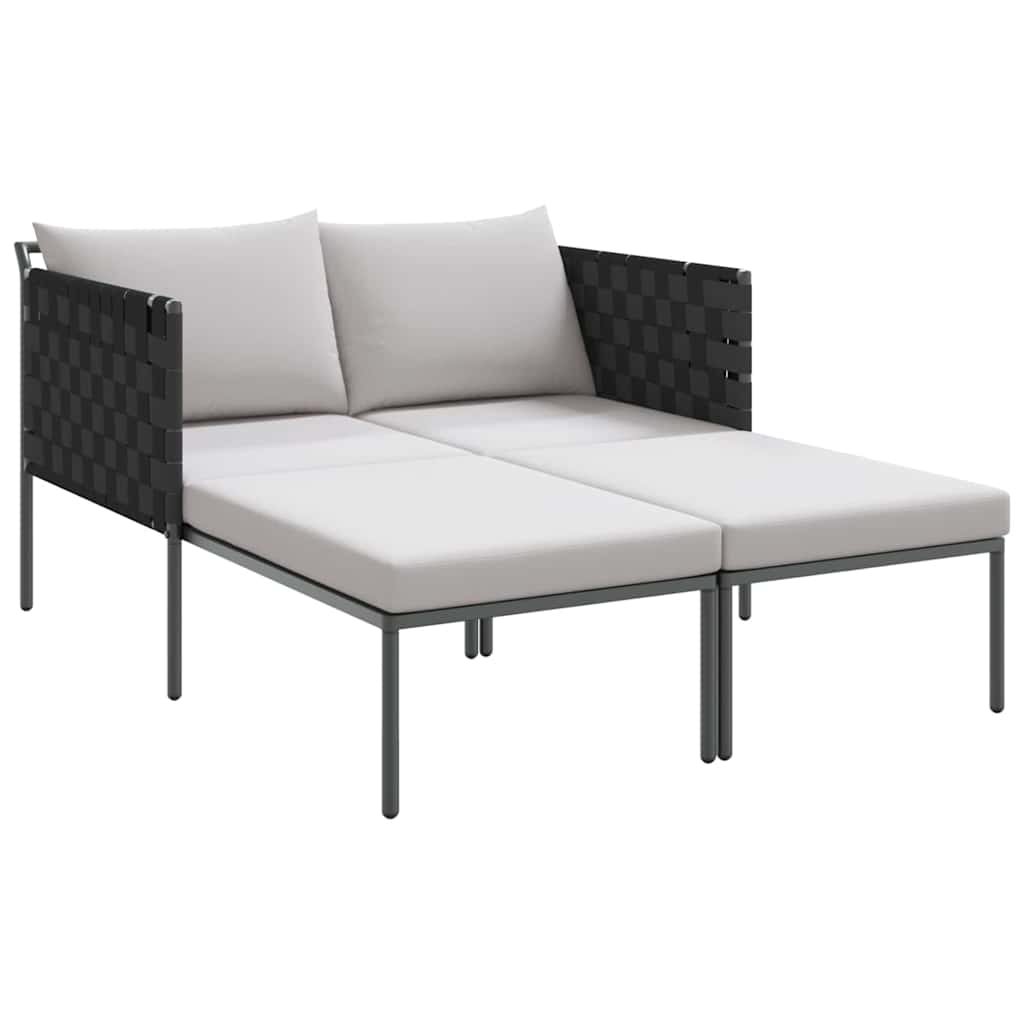 Sunbed with Cushion Anthracite 115 x 153 x 69.5cm Steel
