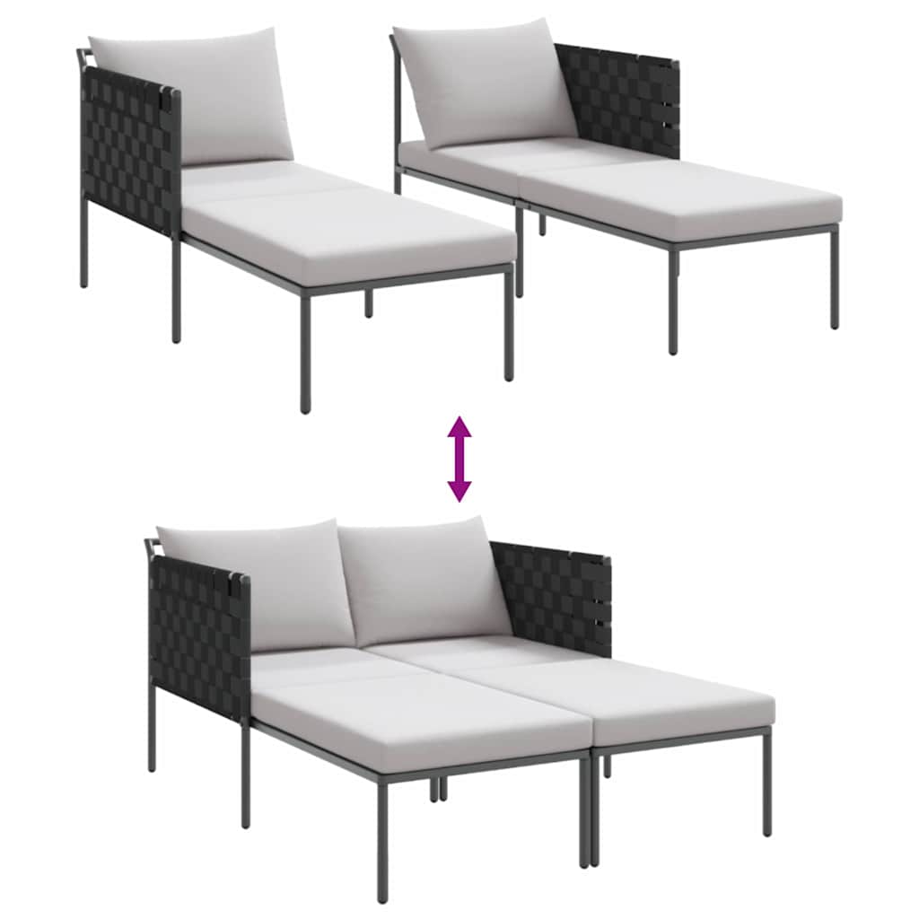 Sunbed with Cushion Anthracite 115 x 153 x 69.5cm Steel