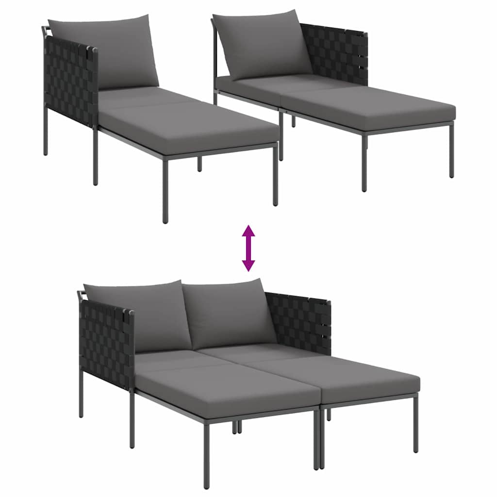 Sunbed with Cushion Anthracite 115 x 153 x 69.5cm Steel