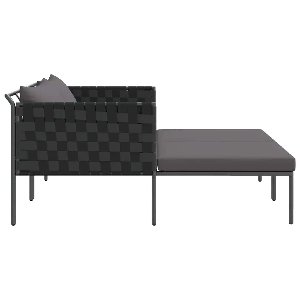 Sunbed with Cushion Anthracite 115 x 153 x 69.5cm Steel