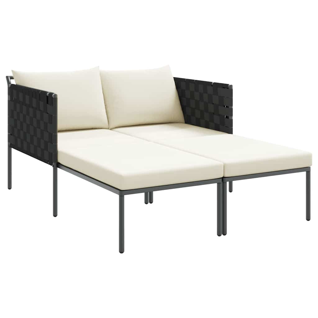 Sunbed with Cushion Anthracite 115 x 153 x 69.5cm Steel