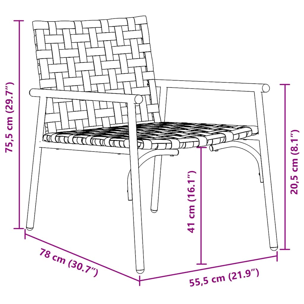 Garden Chair 2 pcs Black 79 x 56 x 73.5cm Poly Rattan