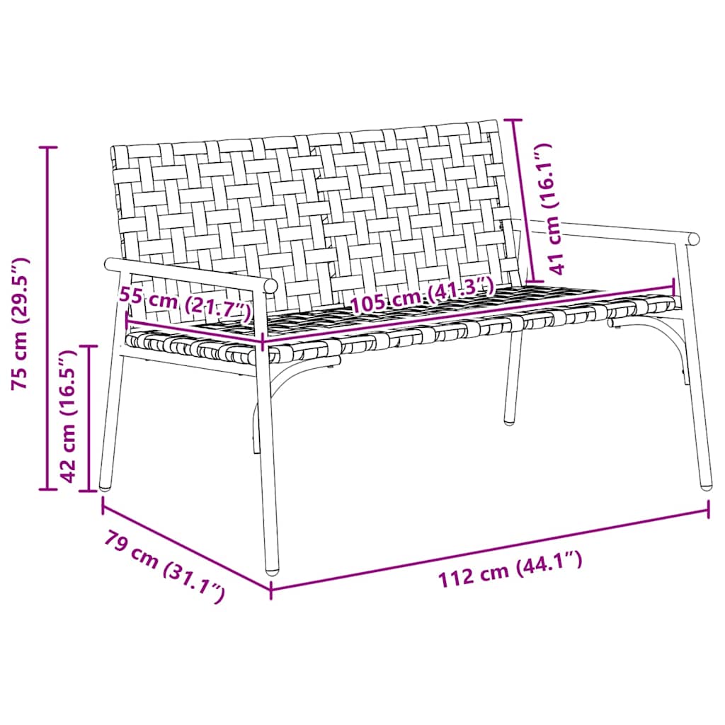Garden Chair Black 113 x 79 x 75cm Poly Rattan