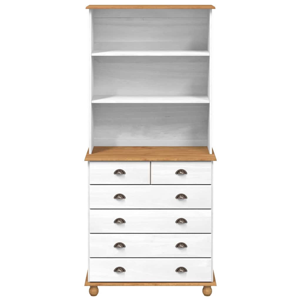 Hutch with Shelf ASKIM White 91 x 40 x 200.5 cm Solid Pine wood