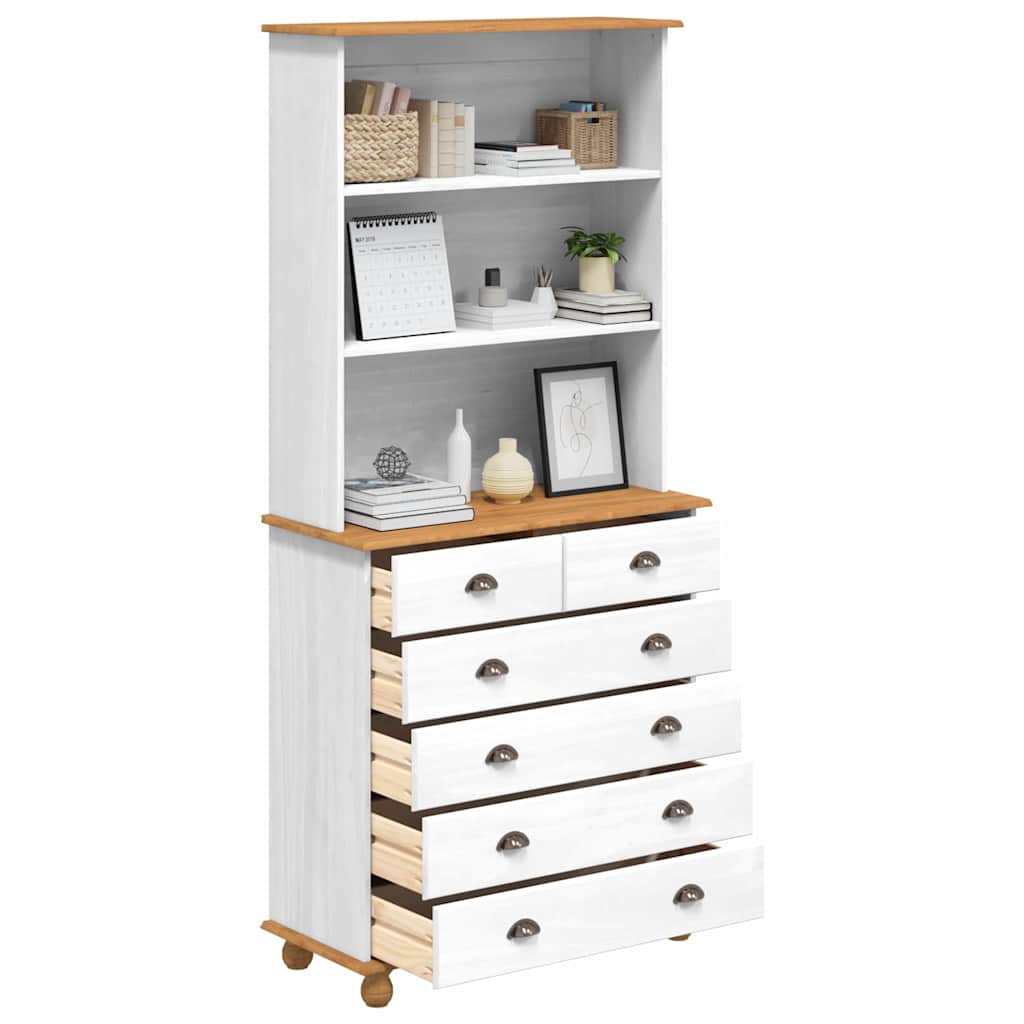 Hutch with Shelf ASKIM White 91 x 40 x 200.5 cm Solid Pine wood