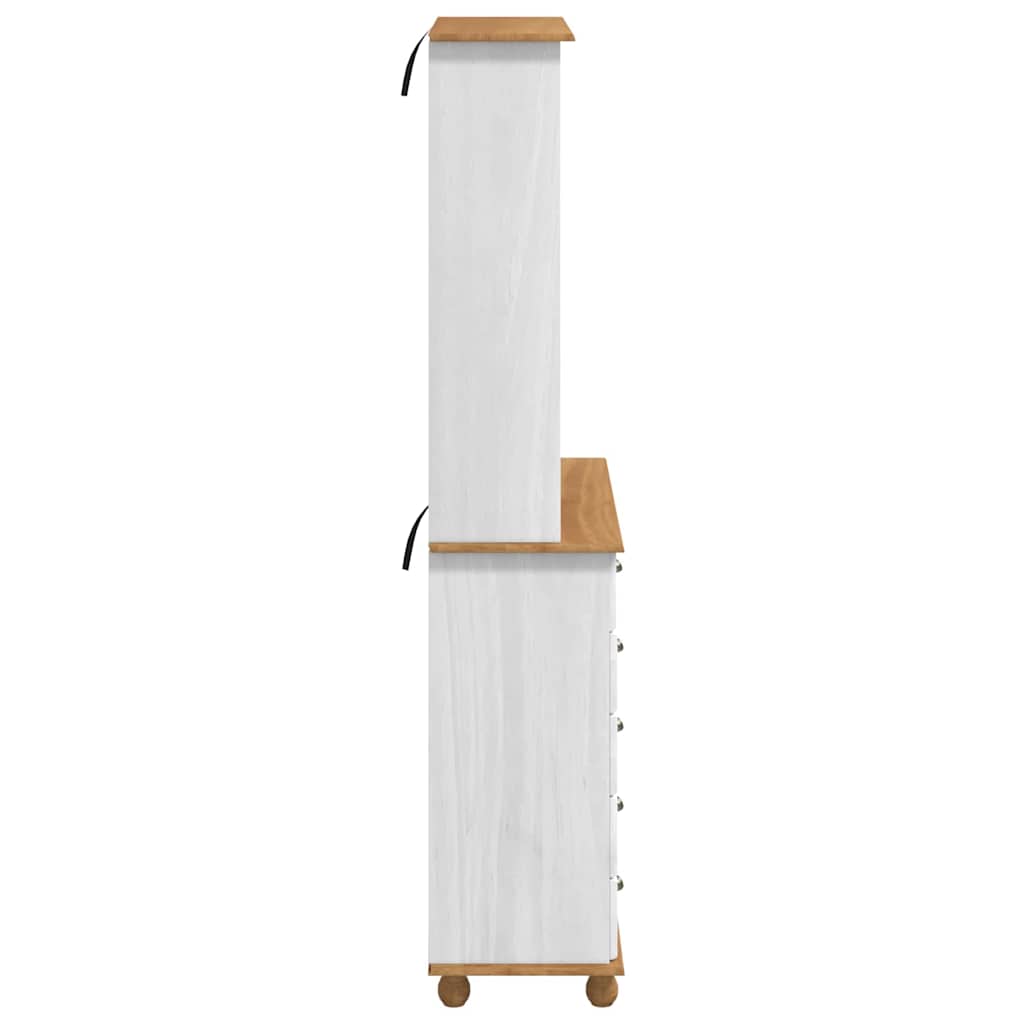 Hutch with Shelf ASKIM White 91 x 40 x 200.5 cm Solid Pine wood