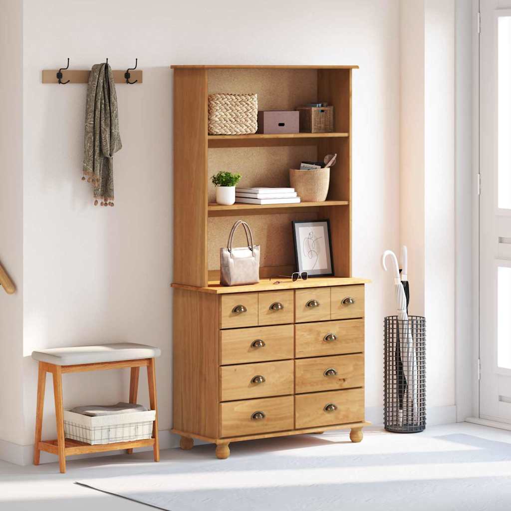 Hutch ASKIM Honey brown 91 x 40 x 184 cm Solid Pine wood
