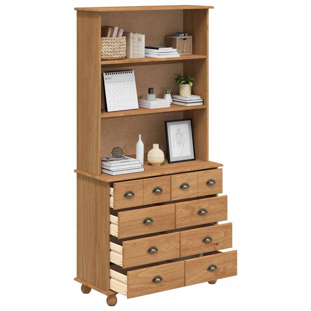 Hutch ASKIM Honey brown 91 x 40 x 184 cm Solid Pine wood