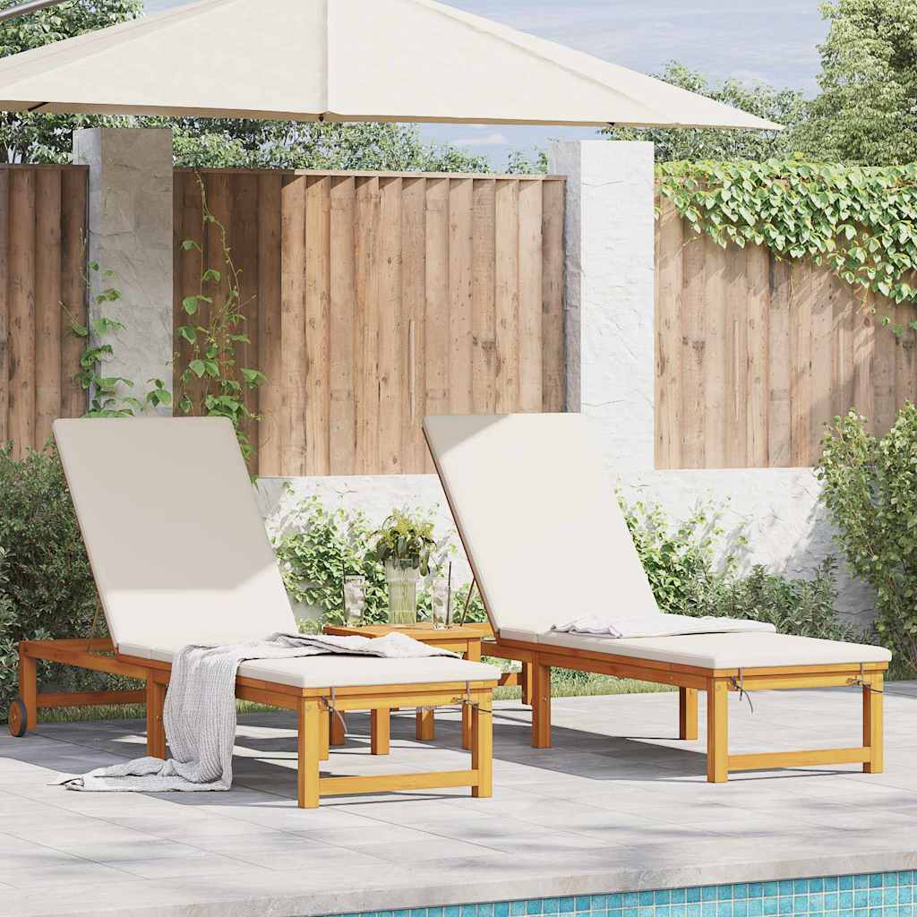 Sun Lounger 2 pcs Brown 53 x 202 x 89cm Solid Acacia wood