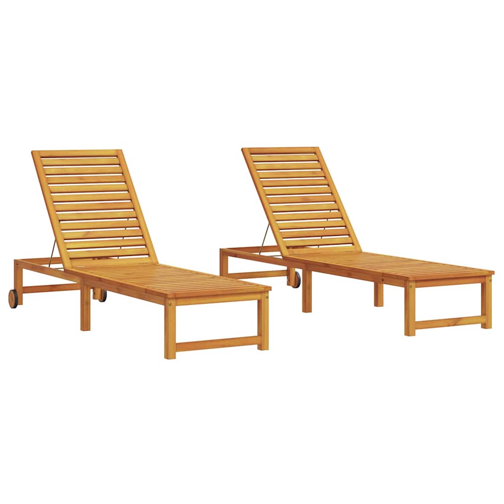 Sun Lounger 2 pcs Brown 53 x 202 x 89cm Solid Acacia wood