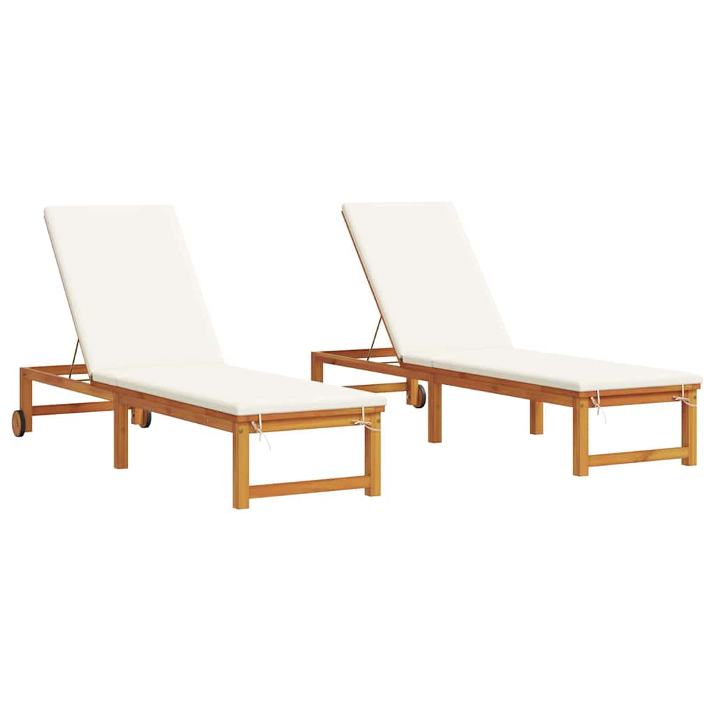 Sun Lounger 2 pcs Brown 53 x 202 x 89cm Solid Acacia wood
