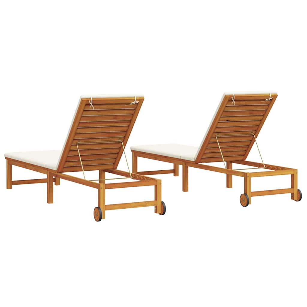 Sun Lounger 2 pcs Brown 53 x 202 x 89cm Solid Acacia wood