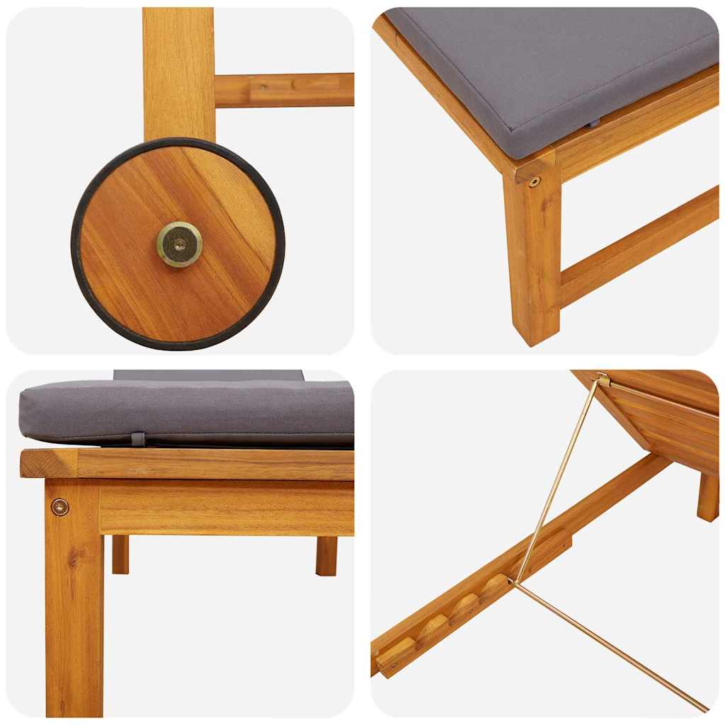 Sun Lounger 2 pcs Brown 53 x 202 x 89cm Solid Acacia wood