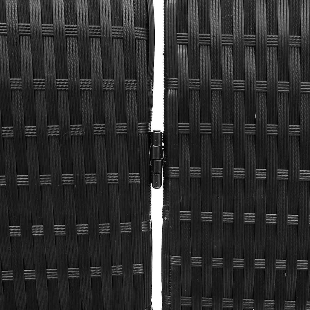 Room Divider Folding Manual Black 146 x 180 cm Poly Rattan