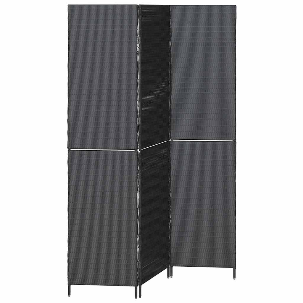 Room Divider Folding Manual Black 146 x 180 cm Poly Rattan
