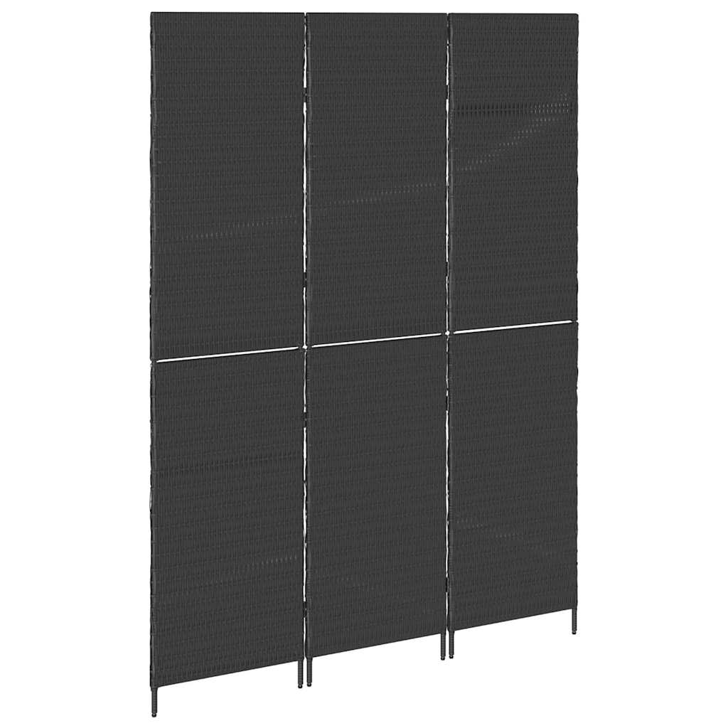 Room Divider Folding Manual Black 146 x 180 cm Poly Rattan