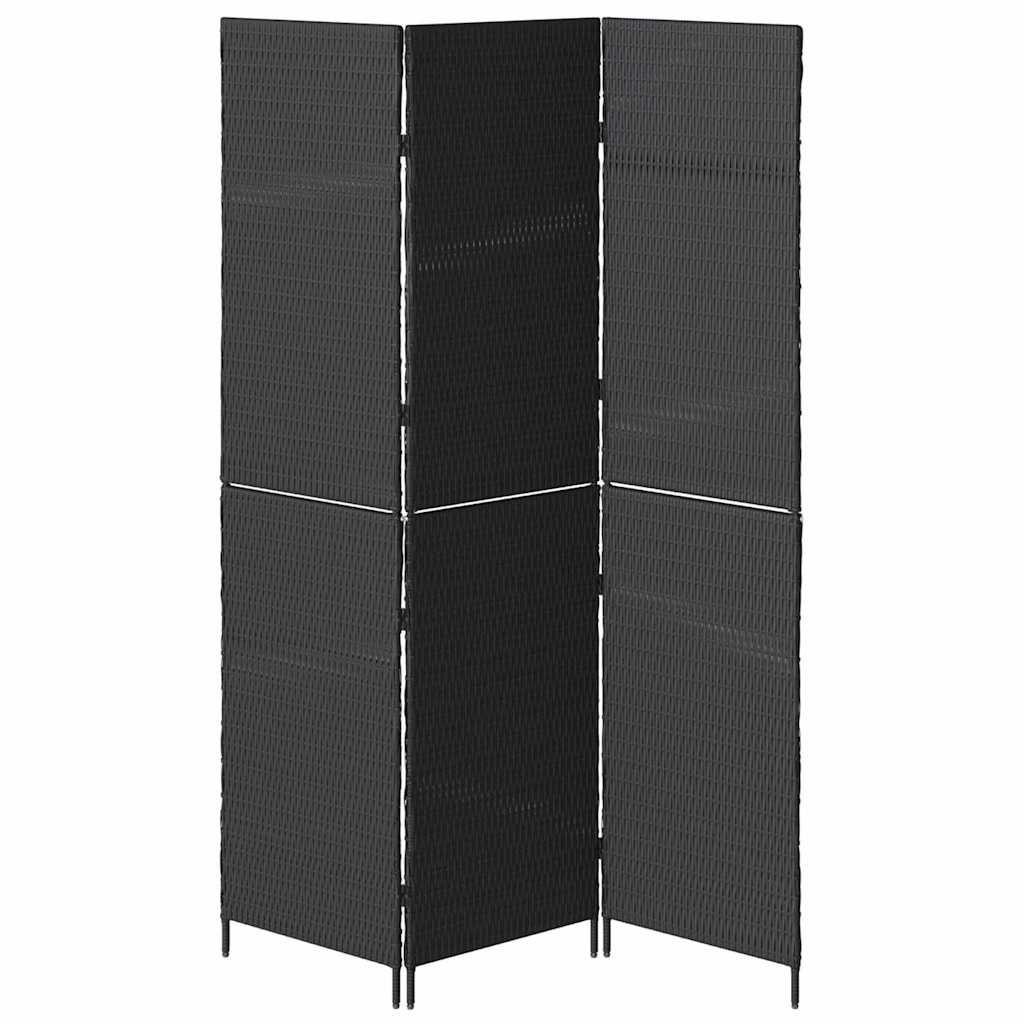 Room Divider Folding Manual Black 146 x 180 cm Poly Rattan