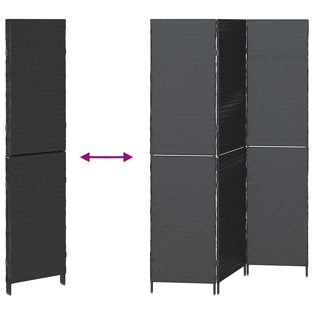 Room Divider Folding Manual Black 146 x 180 cm Poly Rattan