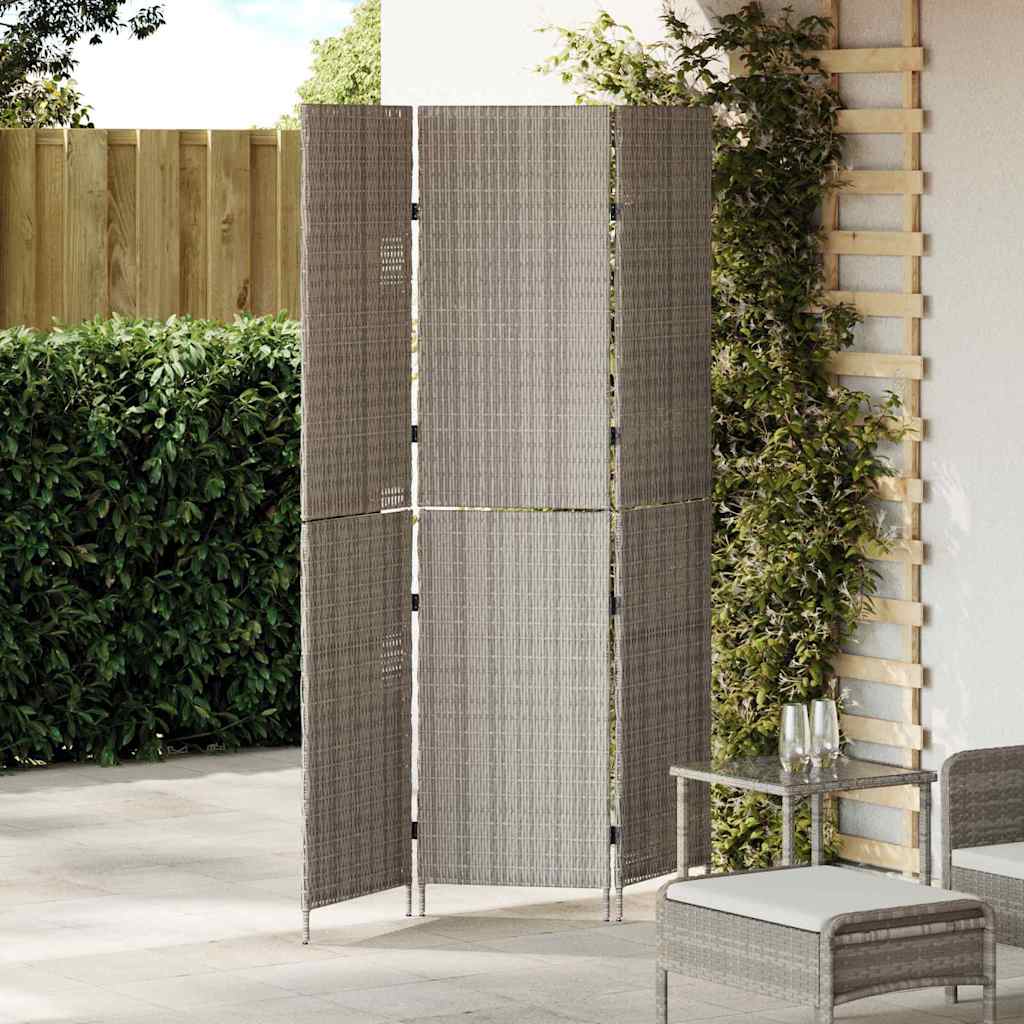 Room Divider Folding Manual Grey 147 x 180 cm Poly Rattan