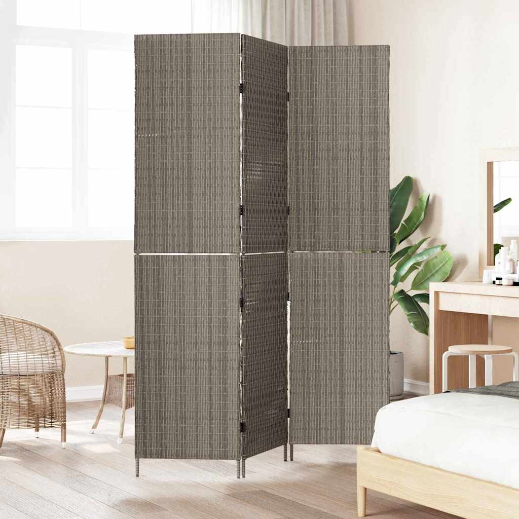 Room Divider Folding Manual Grey 147 x 180 cm Poly Rattan