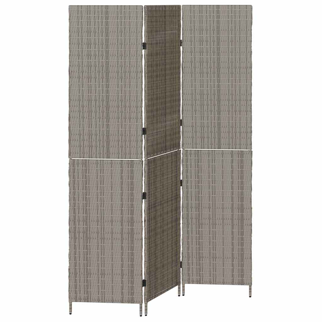 Room Divider Folding Manual Grey 147 x 180 cm Poly Rattan