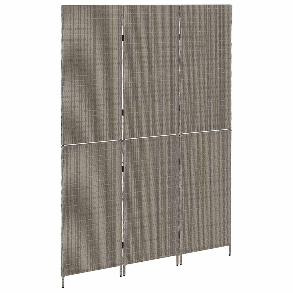 Room Divider Folding Manual Grey 147 x 180 cm Poly Rattan