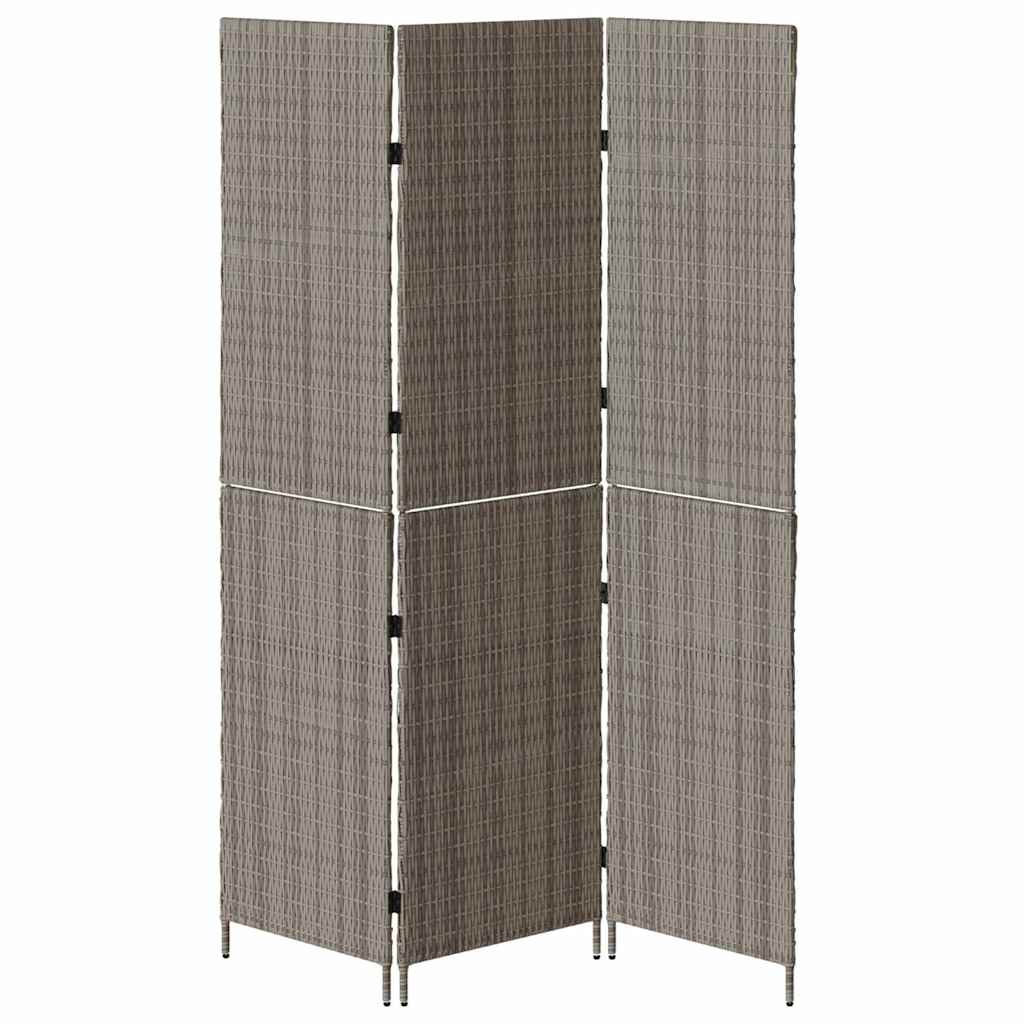 Room Divider Folding Manual Grey 147 x 180 cm Poly Rattan