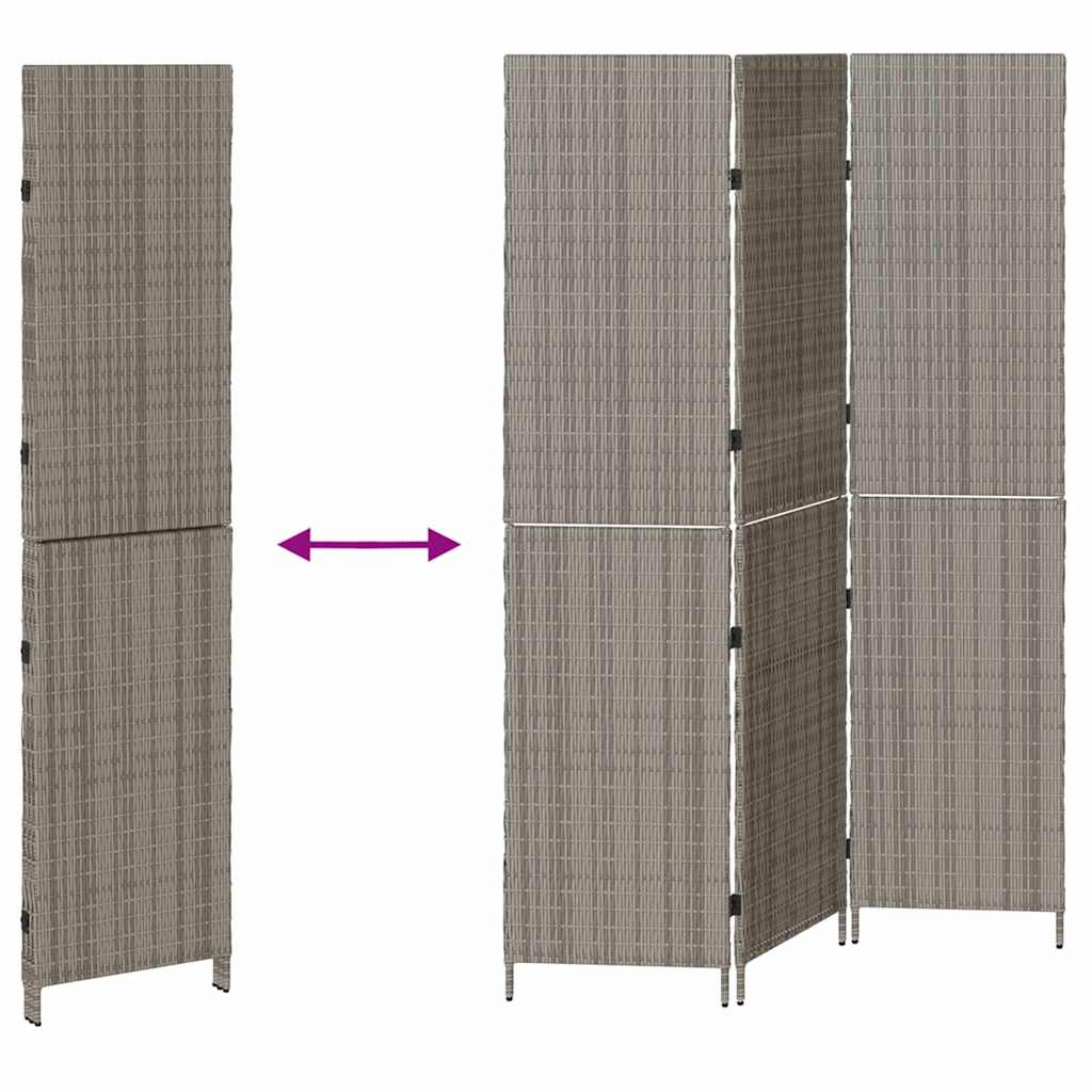 Room Divider Folding Manual Grey 147 x 180 cm Poly Rattan