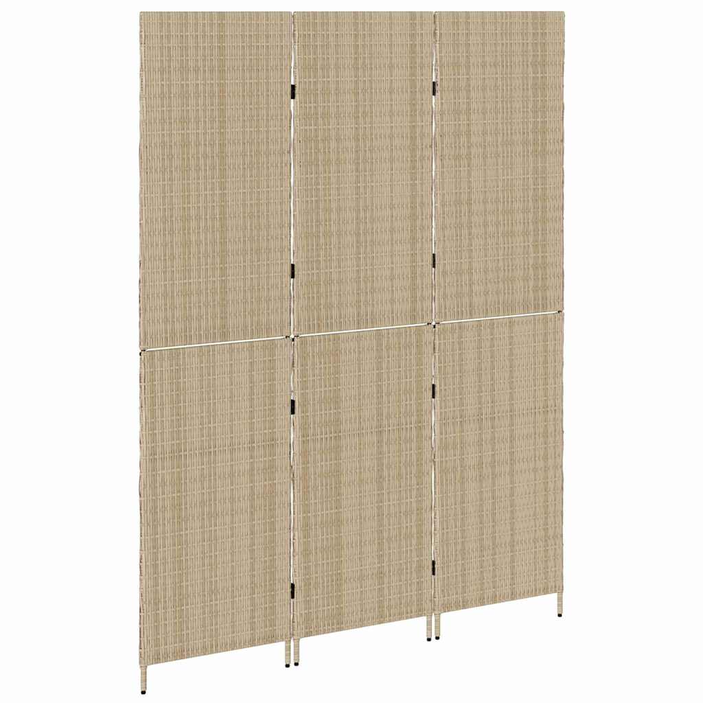 Room Divider Folding Manual Beige 147 x 180 cm Poly Rattan