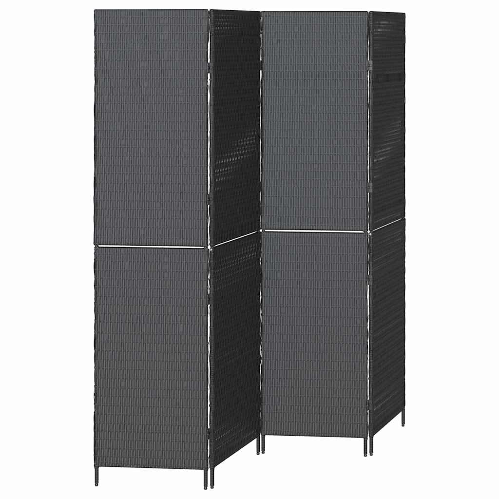 Room Divider Folding Manual Black 195 x 180 cm Poly Rattan