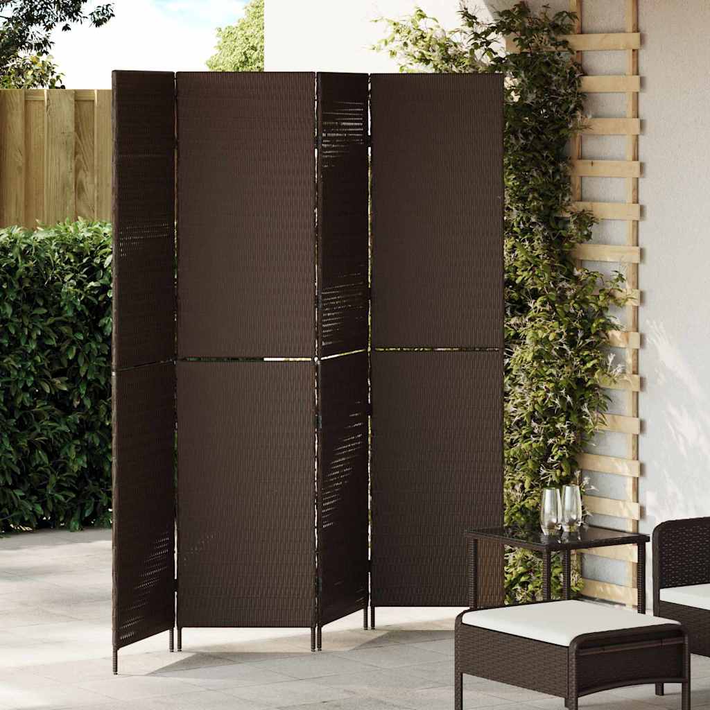 Room Divider Folding Manual Brown 195 x 180 cm Poly Rattan