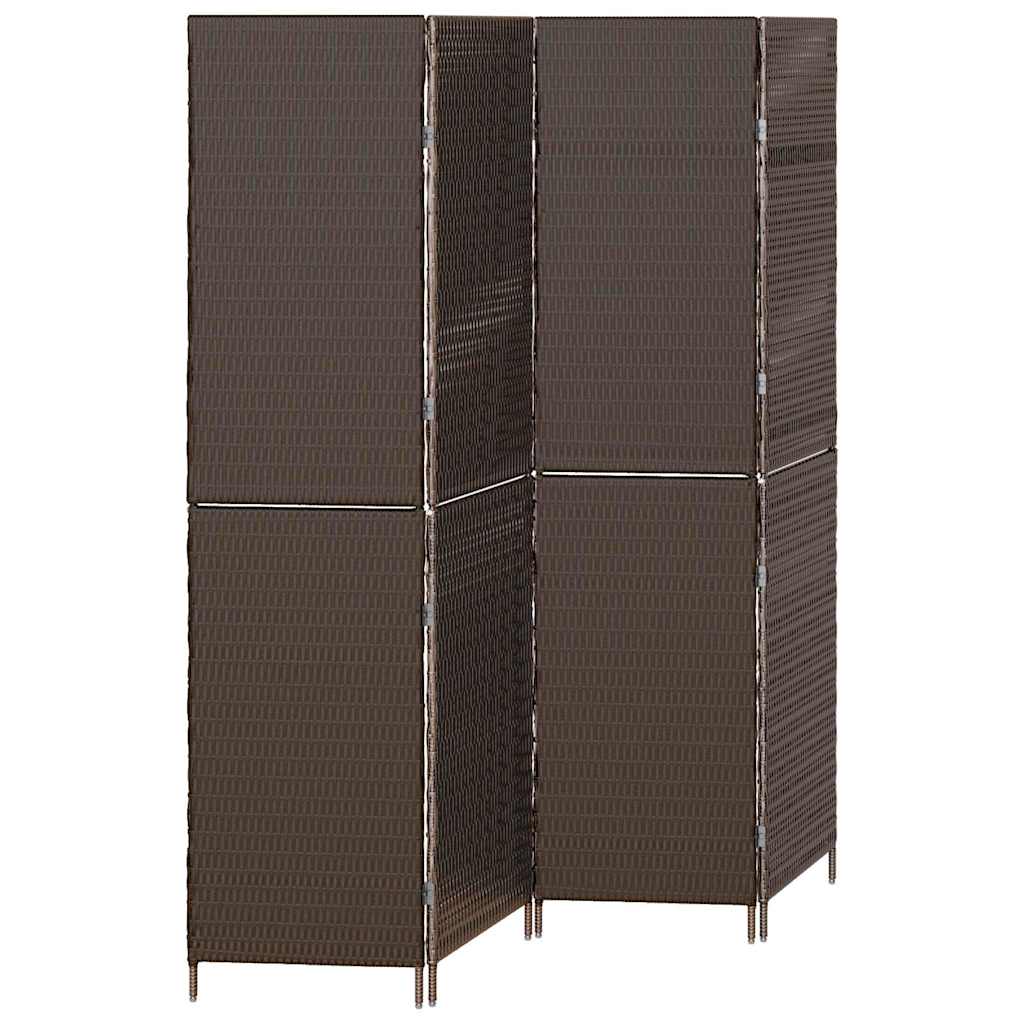 Room Divider Folding Manual Brown 195 x 180 cm Poly Rattan