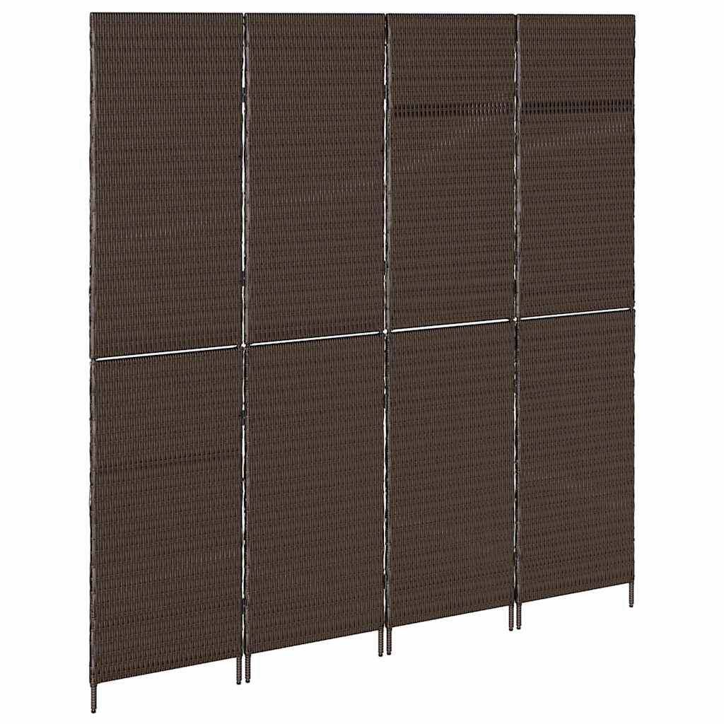 Room Divider Folding Manual Brown 195 x 180 cm Poly Rattan