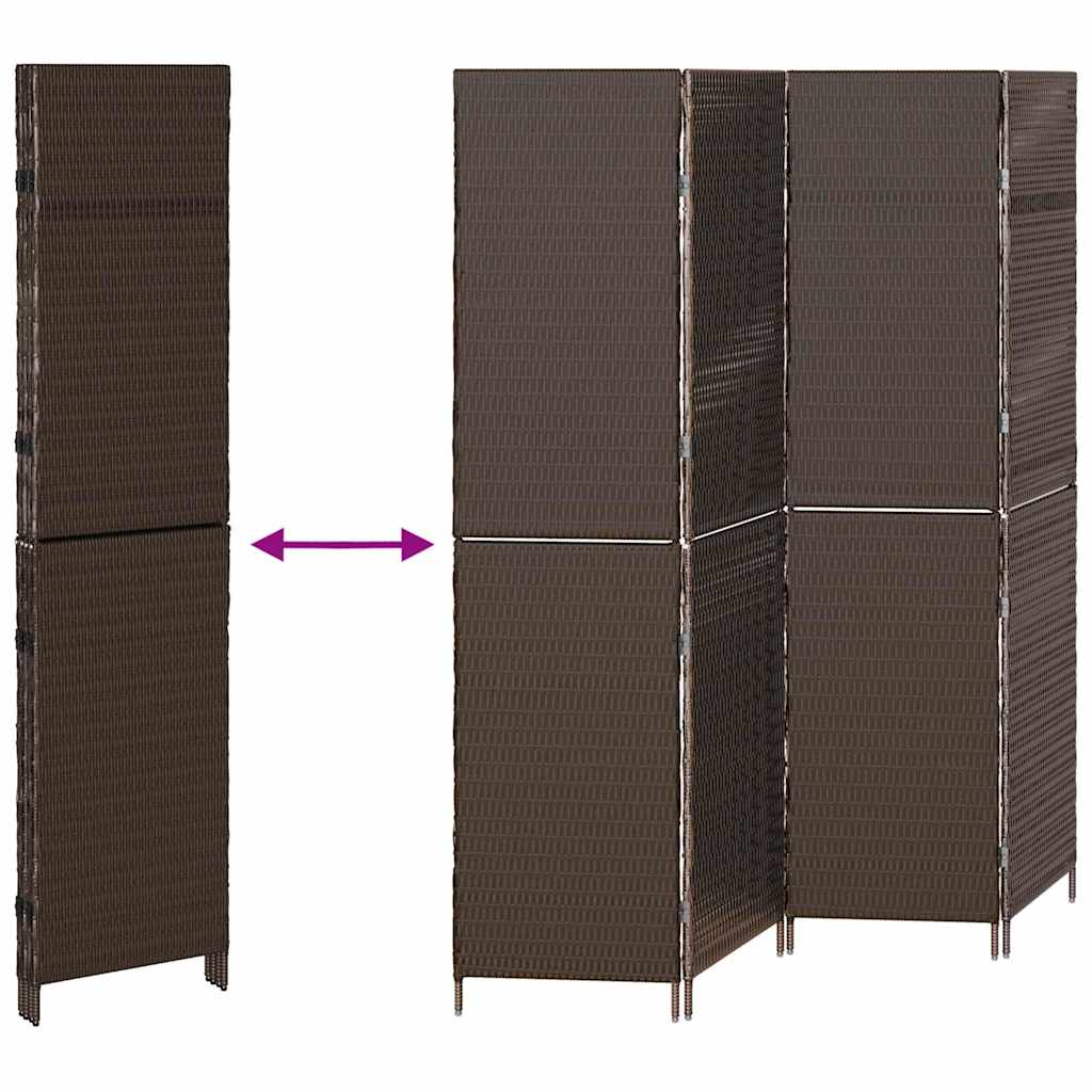 Room Divider Folding Manual Brown 195 x 180 cm Poly Rattan