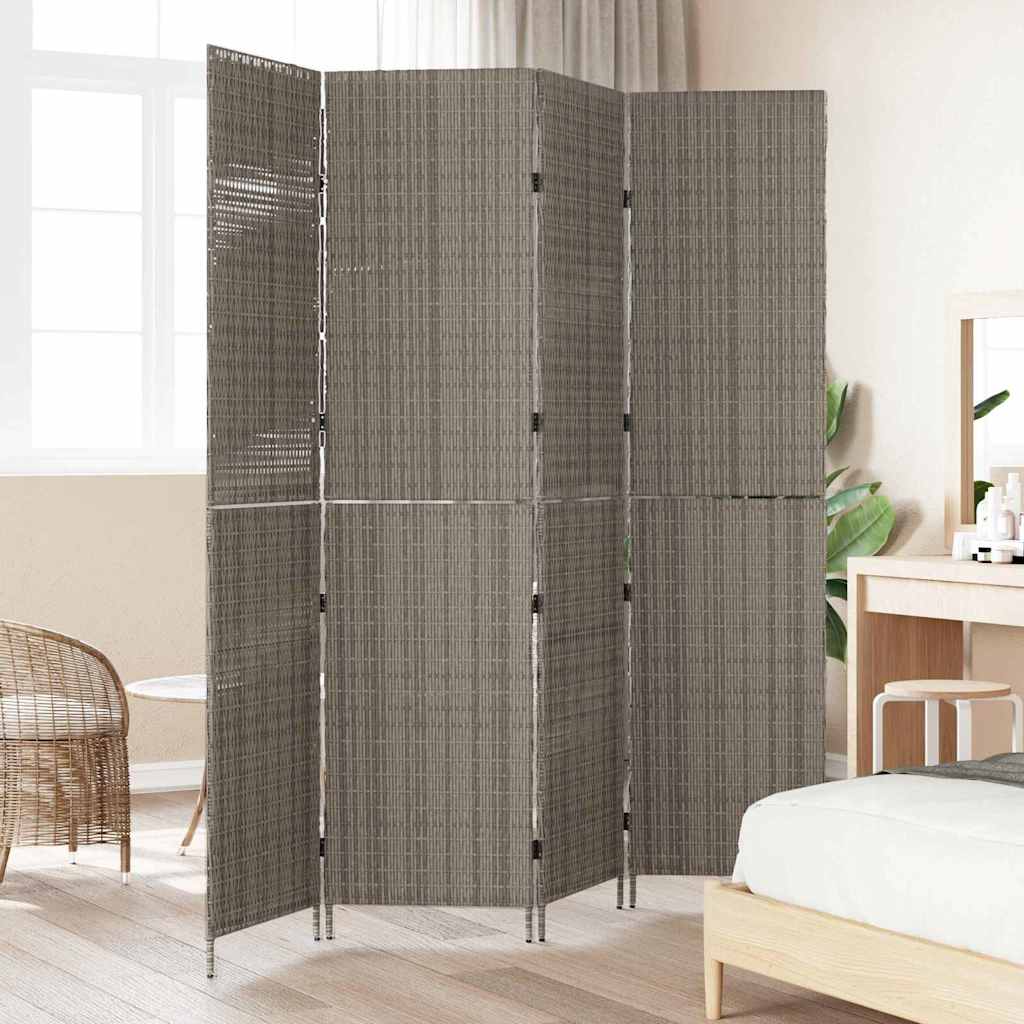 Room Divider Folding Manual Grey 195 x 180 cm Poly Rattan