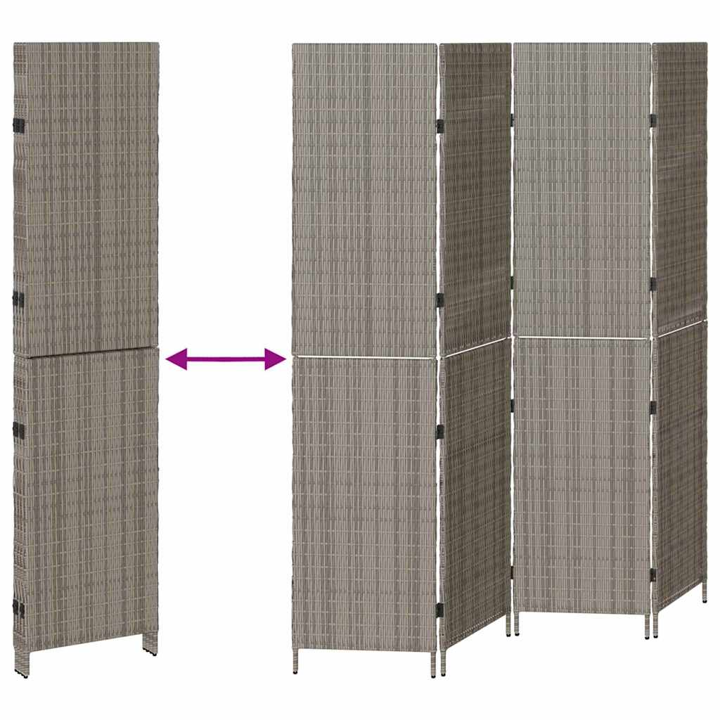 Room Divider Folding Manual Grey 195 x 180 cm Poly Rattan