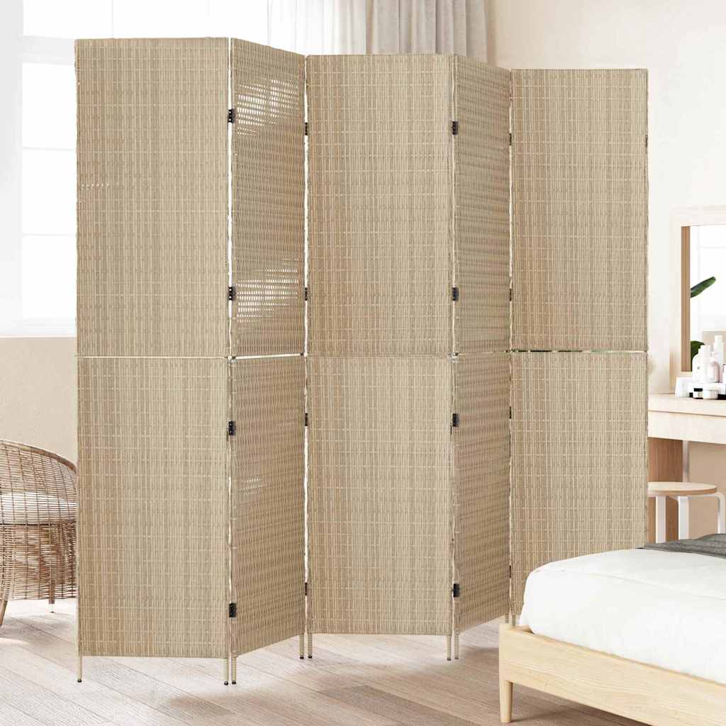 Room Divider Folding Manual Beige 242 x 180 cm Poly Rattan