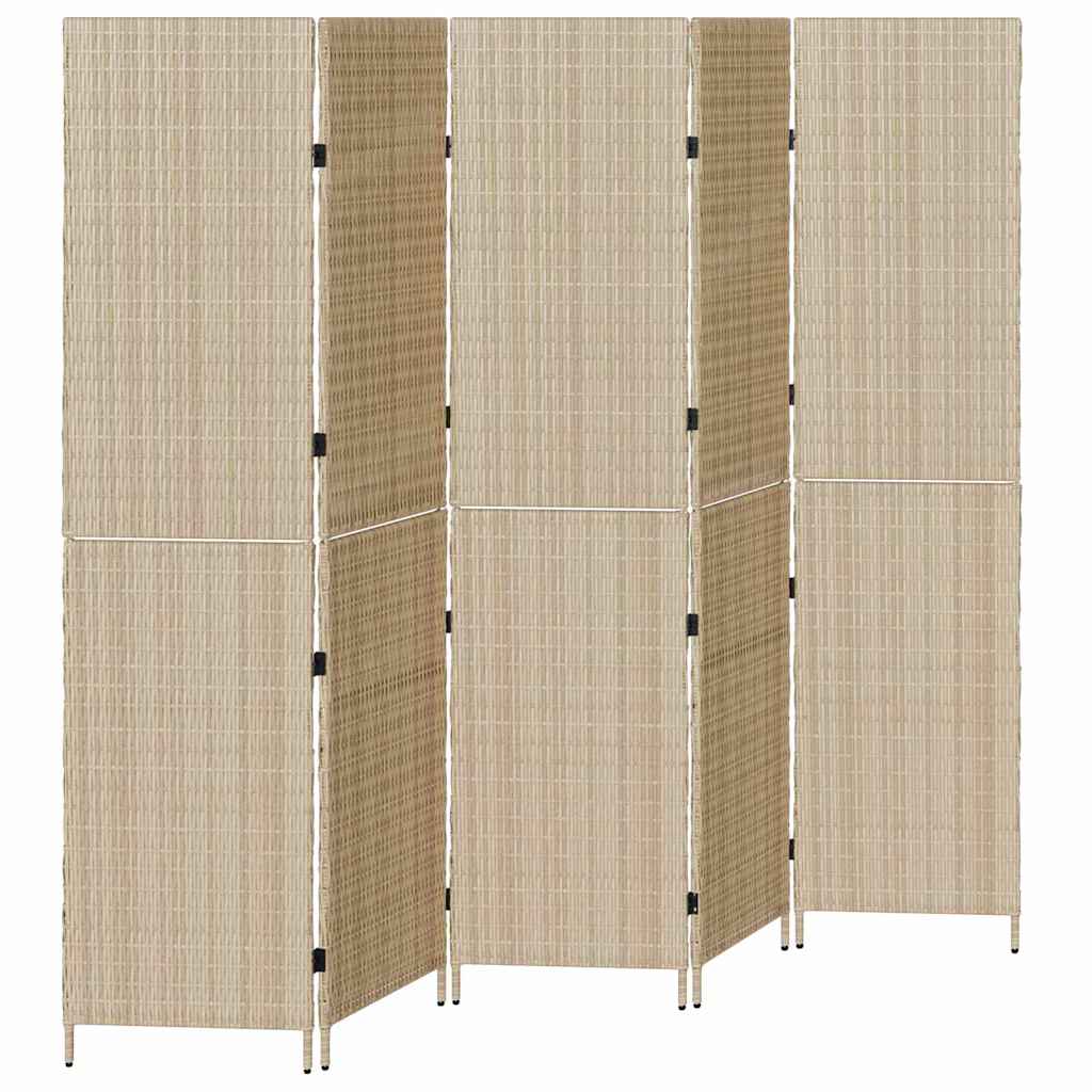 Room Divider Folding Manual Beige 242 x 180 cm Poly Rattan