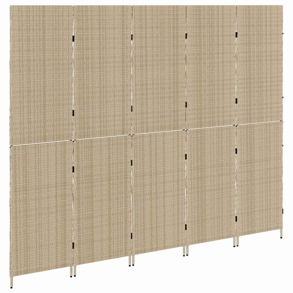 Room Divider Folding Manual Beige 242 x 180 cm Poly Rattan