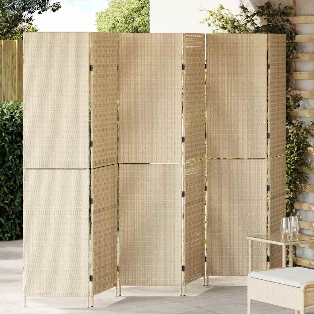 Room Divider Folding Manual Beige 292 x 180 cm Poly Rattan