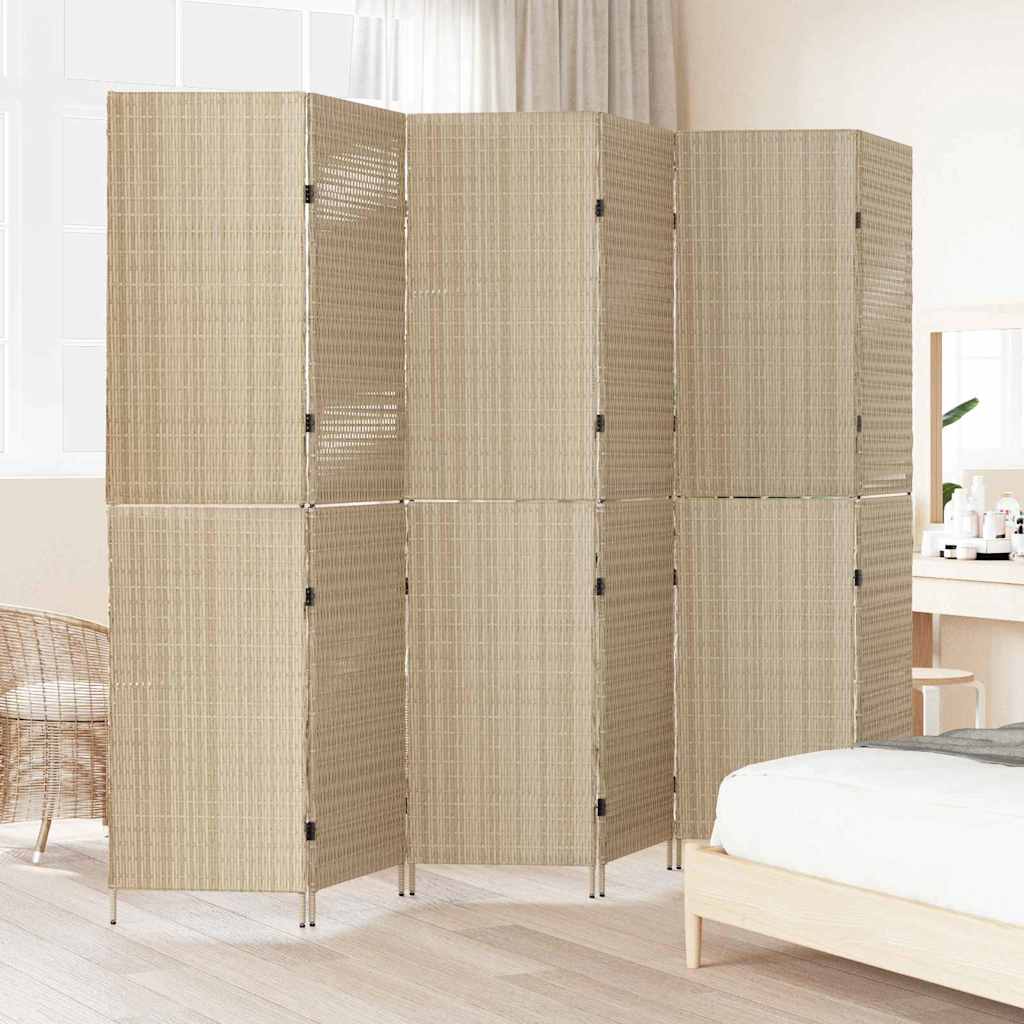 Room Divider Folding Manual Beige 292 x 180 cm Poly Rattan