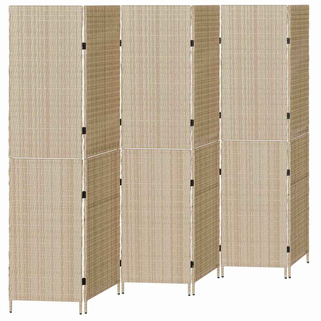 Room Divider Folding Manual Beige 292 x 180 cm Poly Rattan