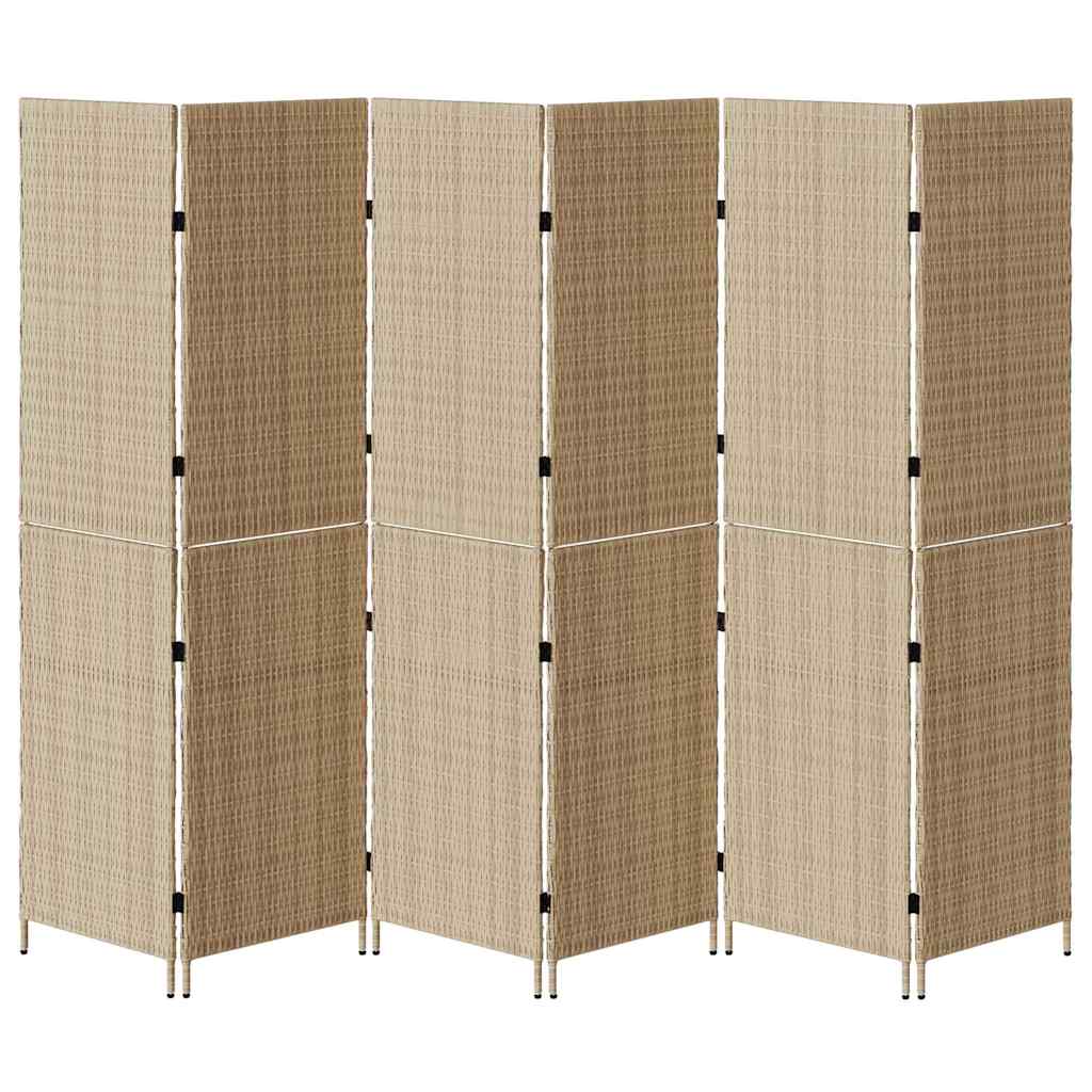 Room Divider Folding Manual Beige 292 x 180 cm Poly Rattan